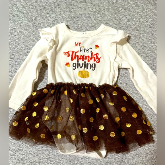 SOLD Thanksgiving onesie with tutu - Picture 1 of 4